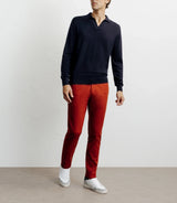 Pull col polo en laine mérinos marine
