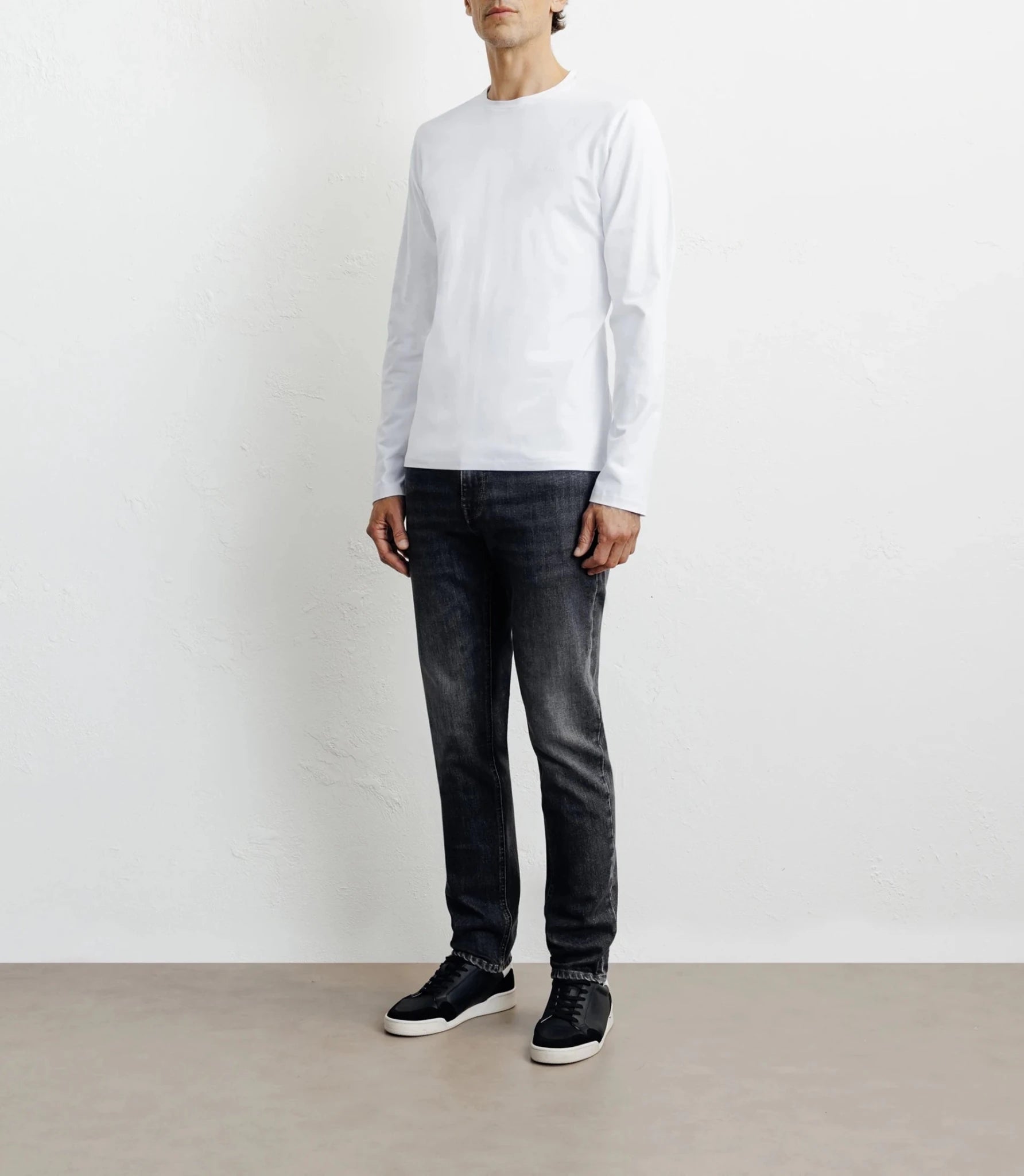 T-shirt col rond manches longues blanc
