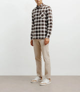 Brown small-check casual shirt