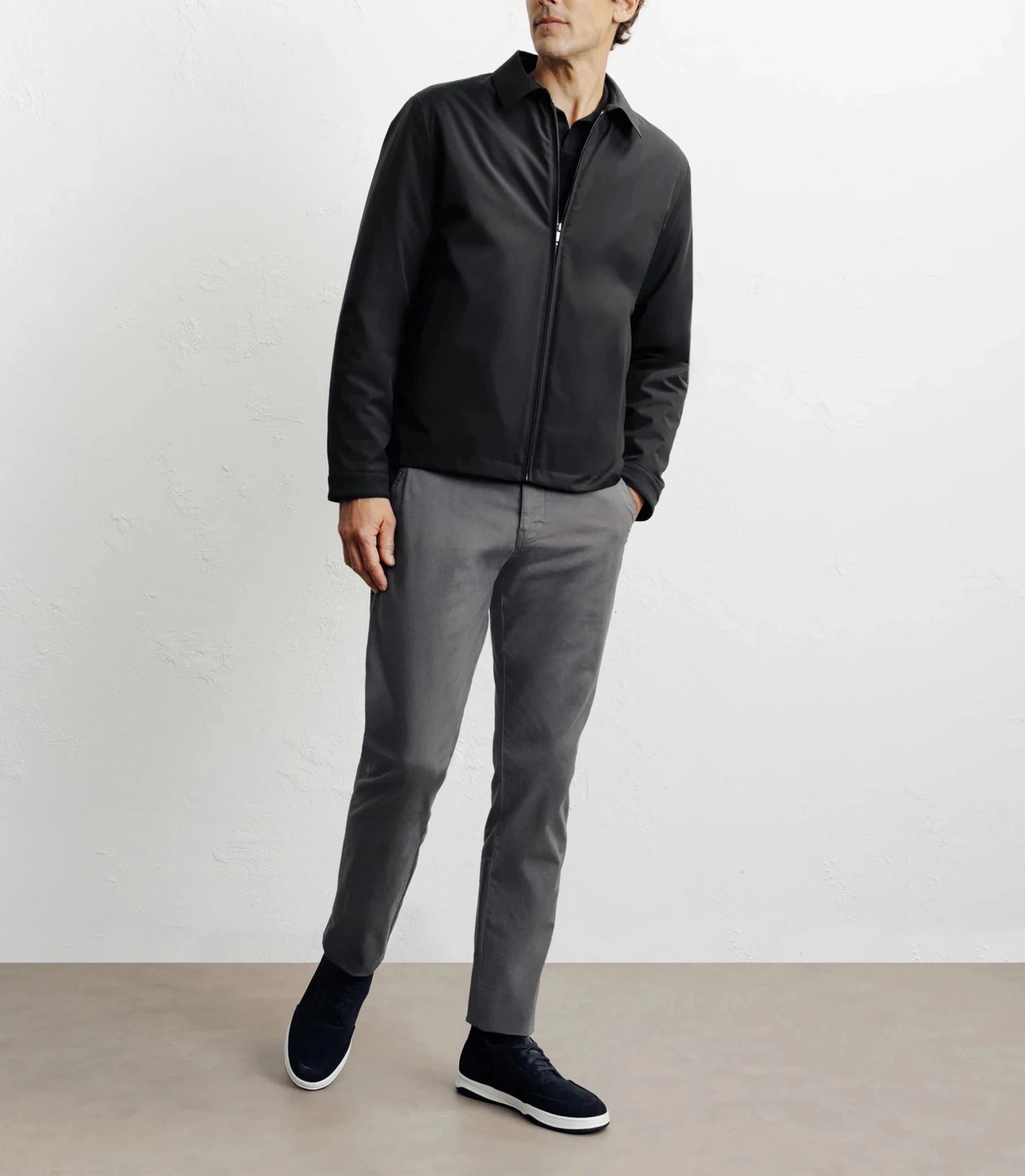 Black shirt collar jacket