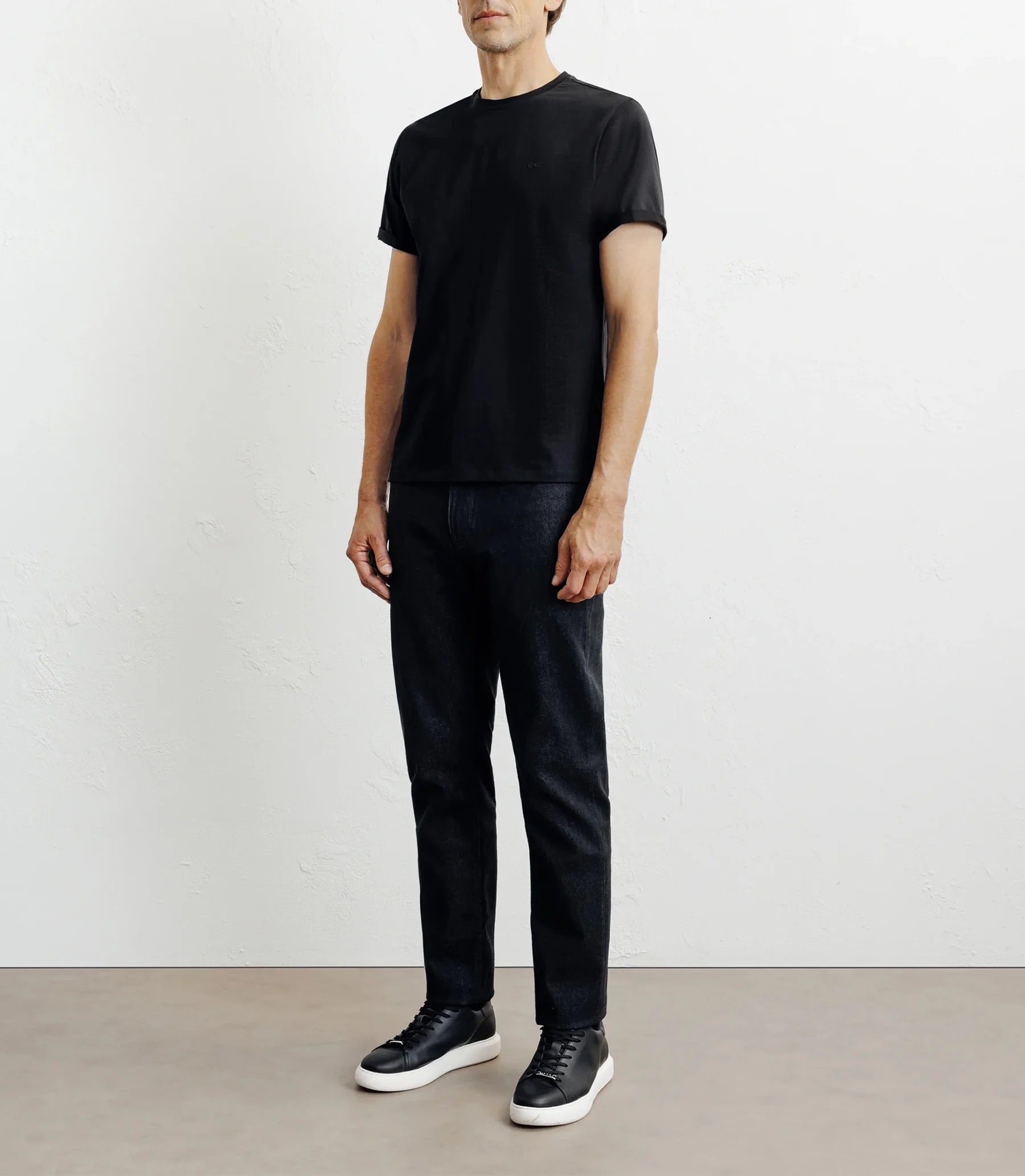 Black scoop-neck T-shirt