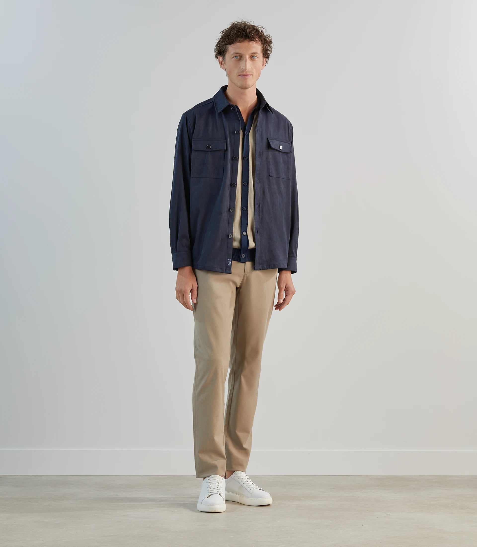 Chemise casual en suède marine - IZAC