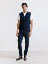 Gilet sans manche en maille marine