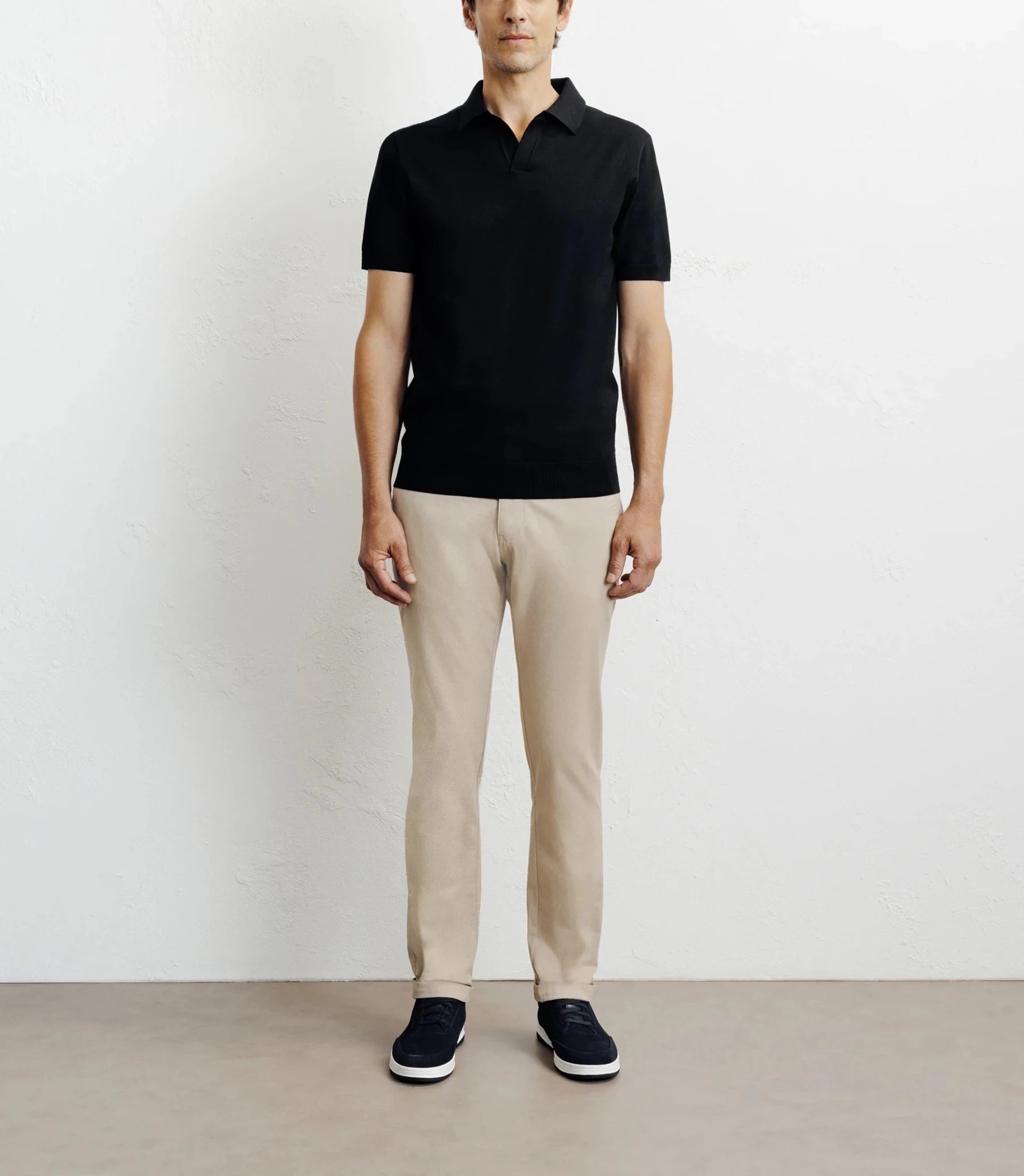 Polo col ouvert en maille noir