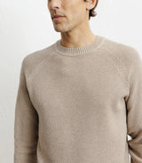 Round-neck sweater, beige stitch pattern