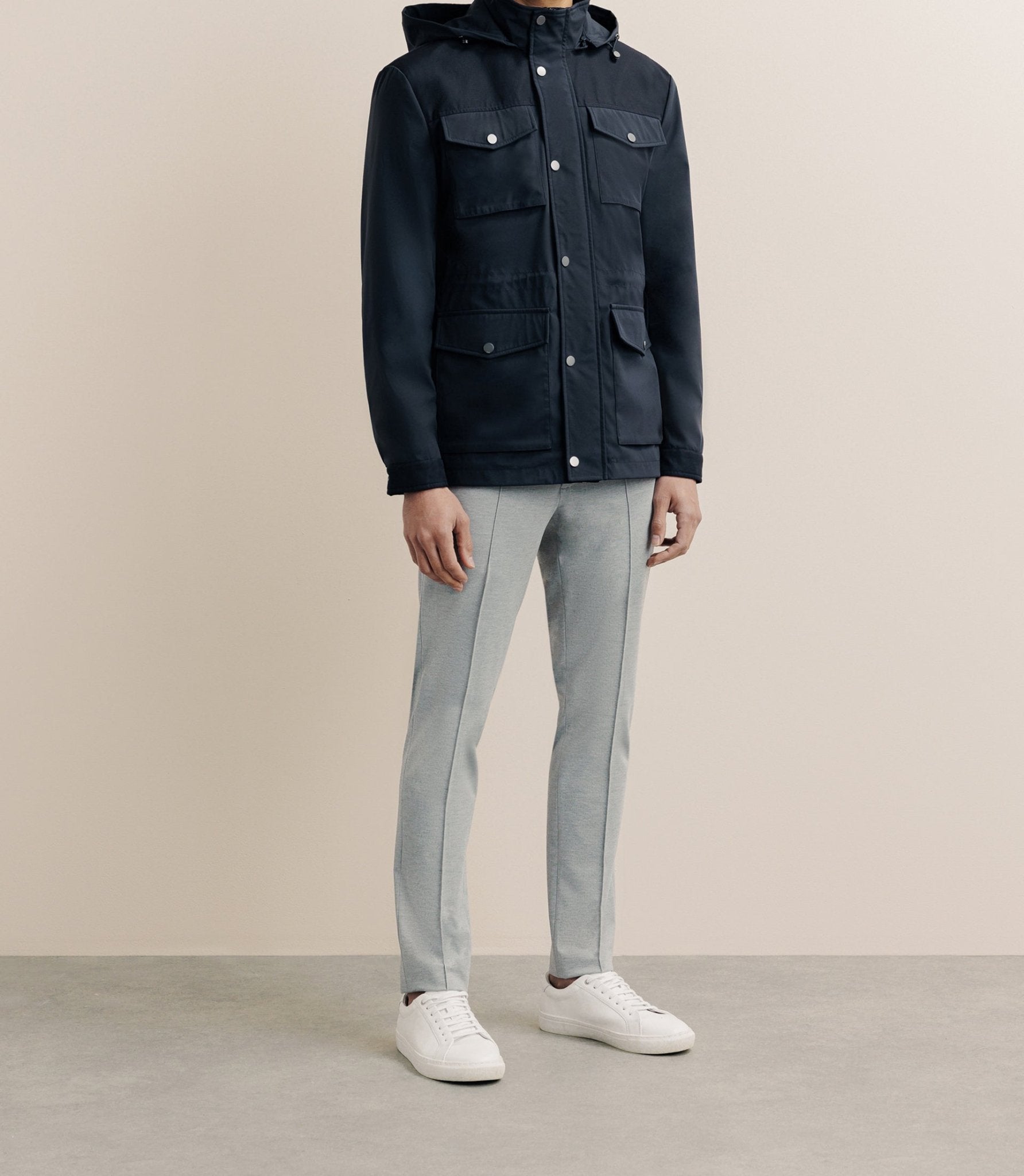 Parka avec capuche amovible marine - IZAC