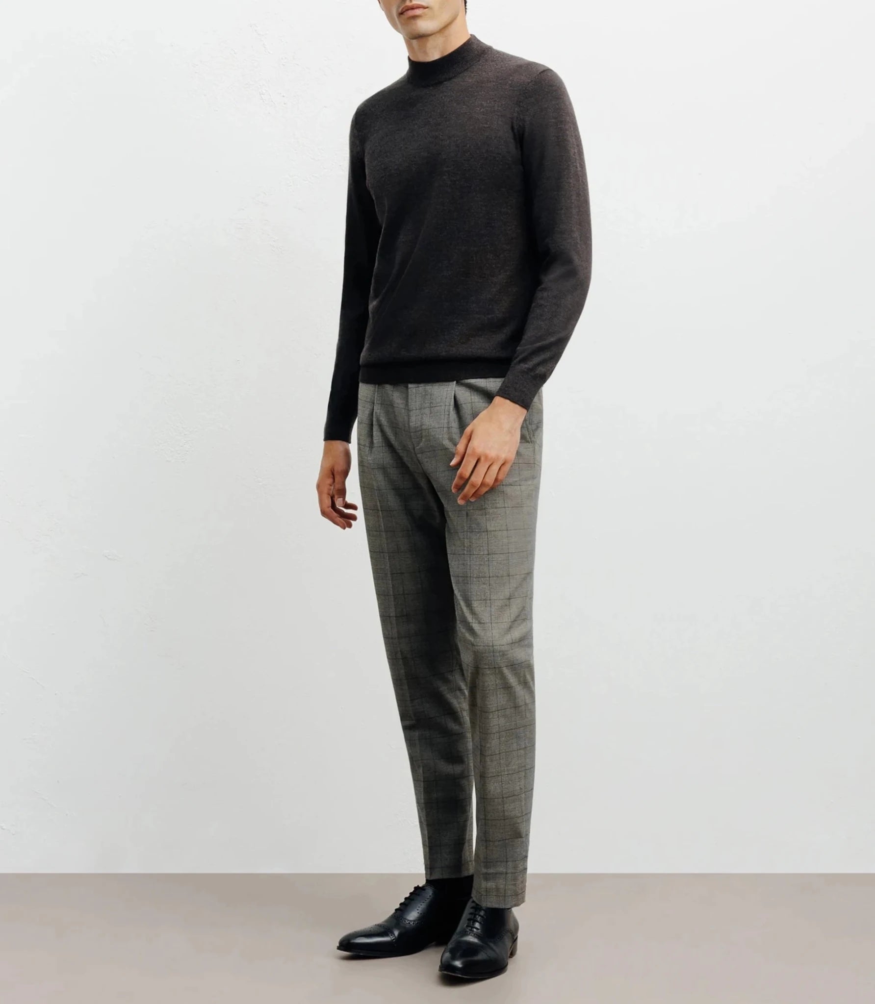 Licorice mock-neck sweater