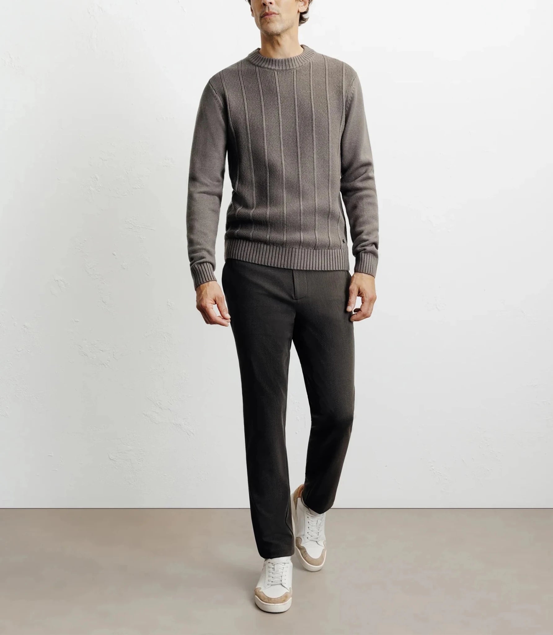 Pull col rond taupe - IZAC