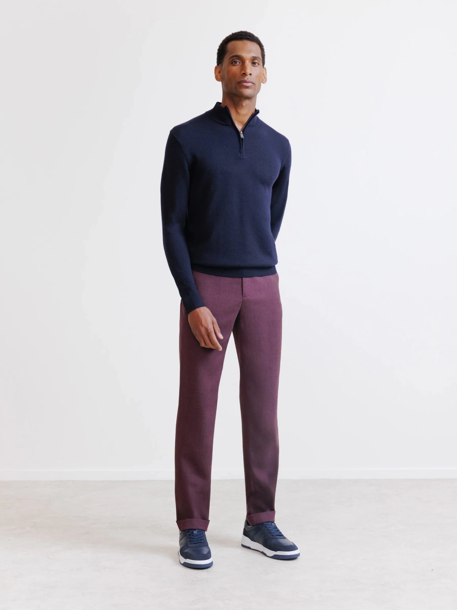 Navy merino half-zip sweater