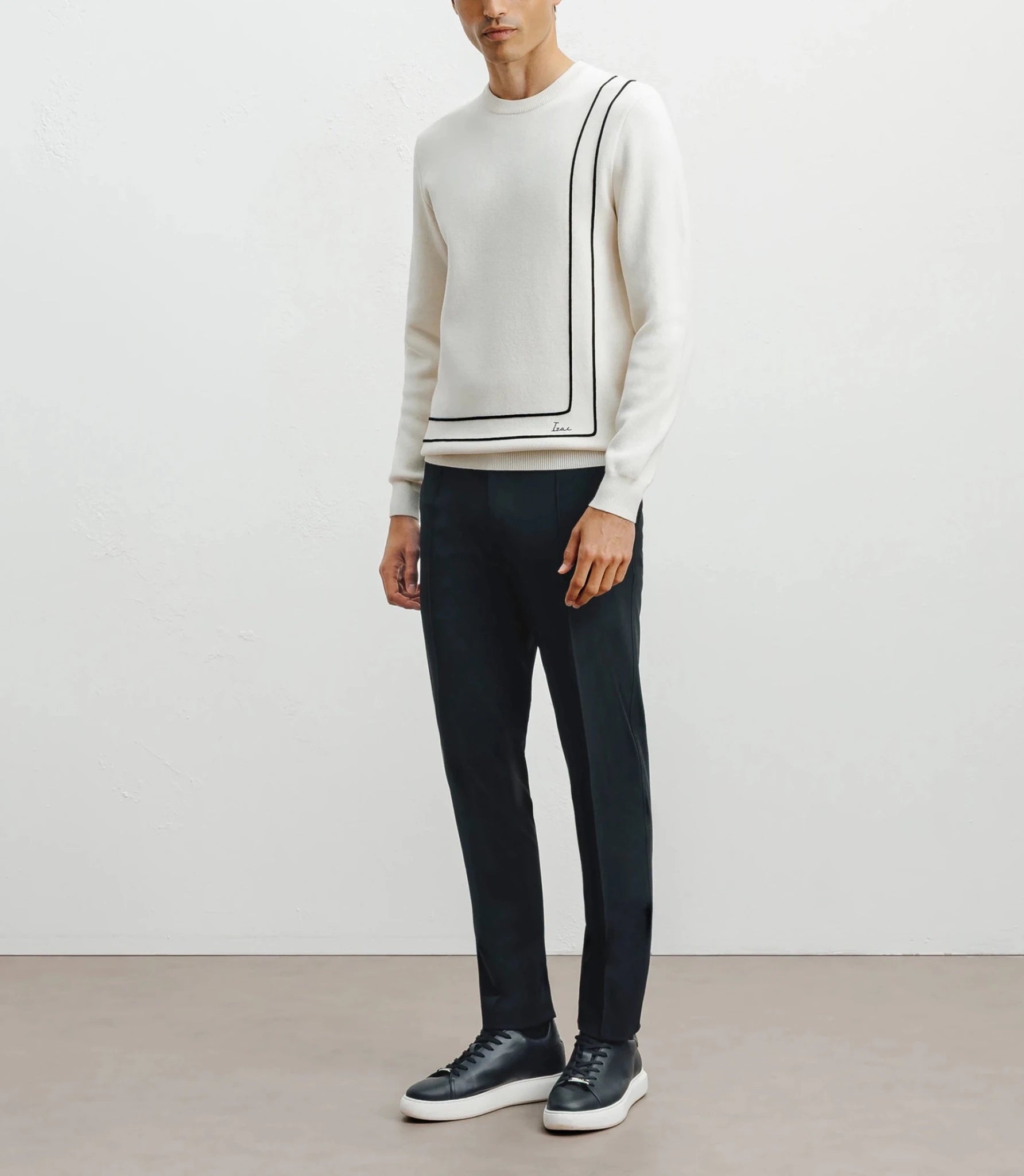 Pull col rond fantaisie écru - IZAC