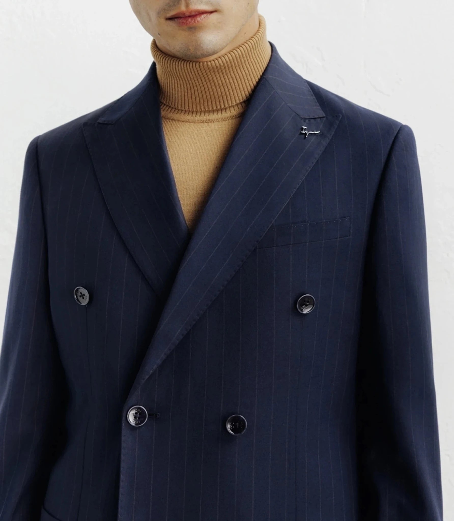 Navy striped double-breasted suit
