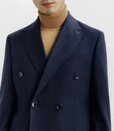 Costume croisé rayé marine