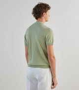 Polo à col ouvert en maille kaki clair - IZAC