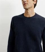 Pull col rond 100% cachemire marine