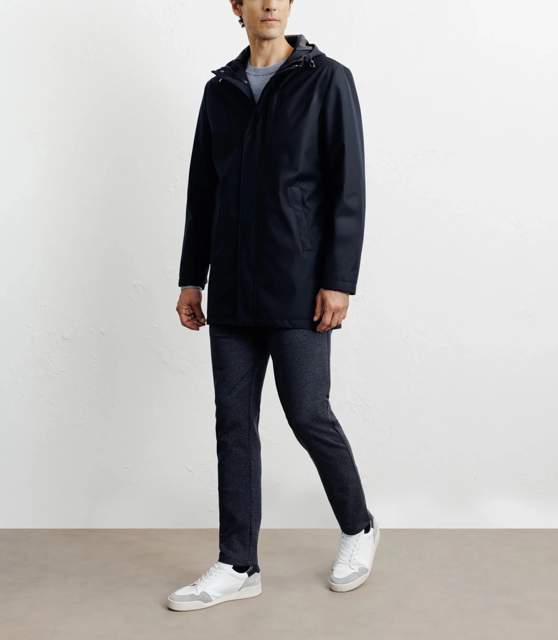 Parka légère à capuche marine