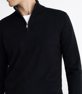 Pull coton/cachemire col zippé noir - IZAC