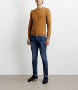 Round-neck sweater in camel cotton f