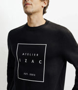 Pull col rond fantaisie noir