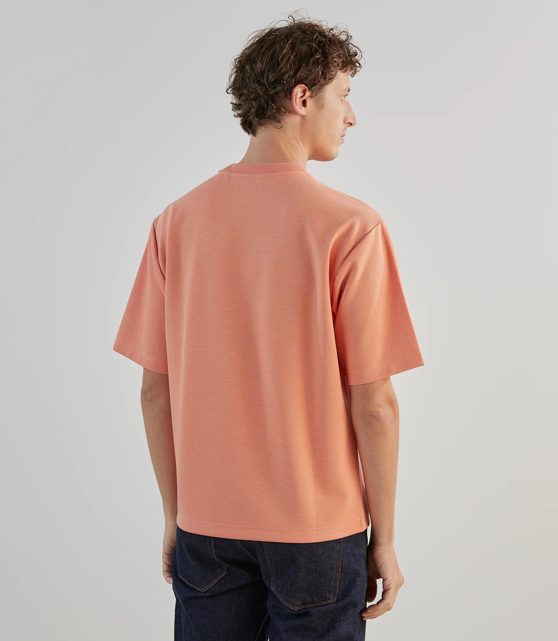 T-shirt col rond en jeu de points orange - IZAC