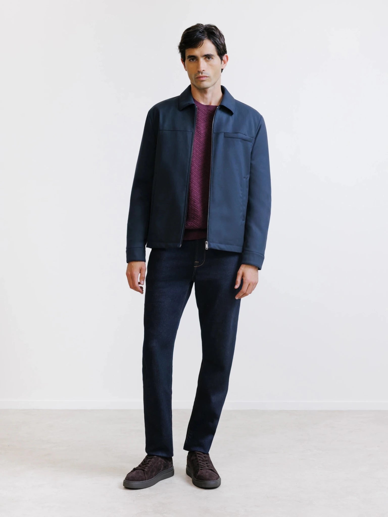 Blouson col chemise marine - IZAC