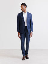 2-button suit, mostly wool, denim blue