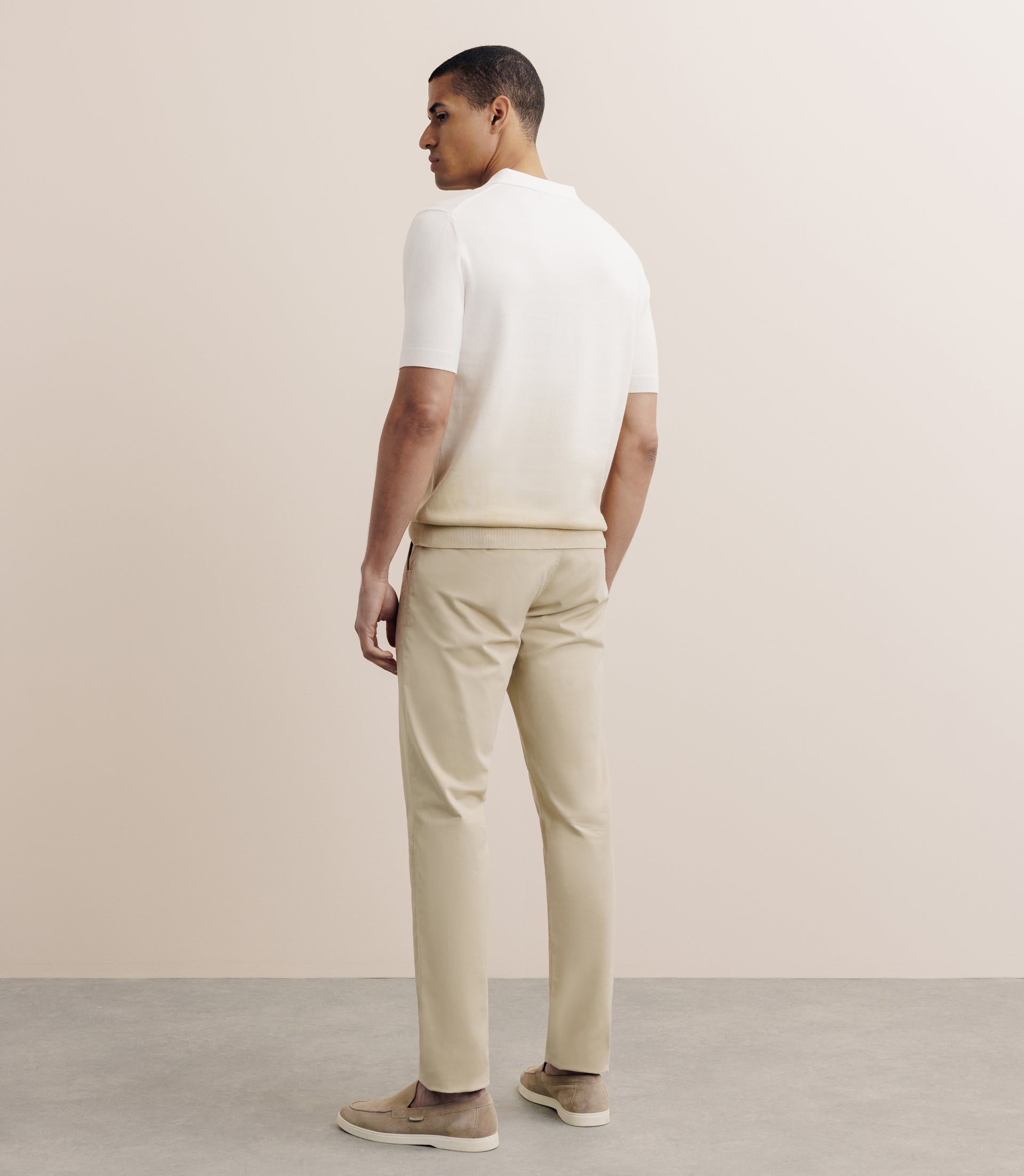 Polo en maille dégradé beige