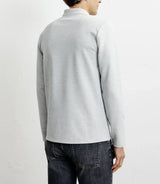 Polo shirt, open collar, long sleeves, china grey