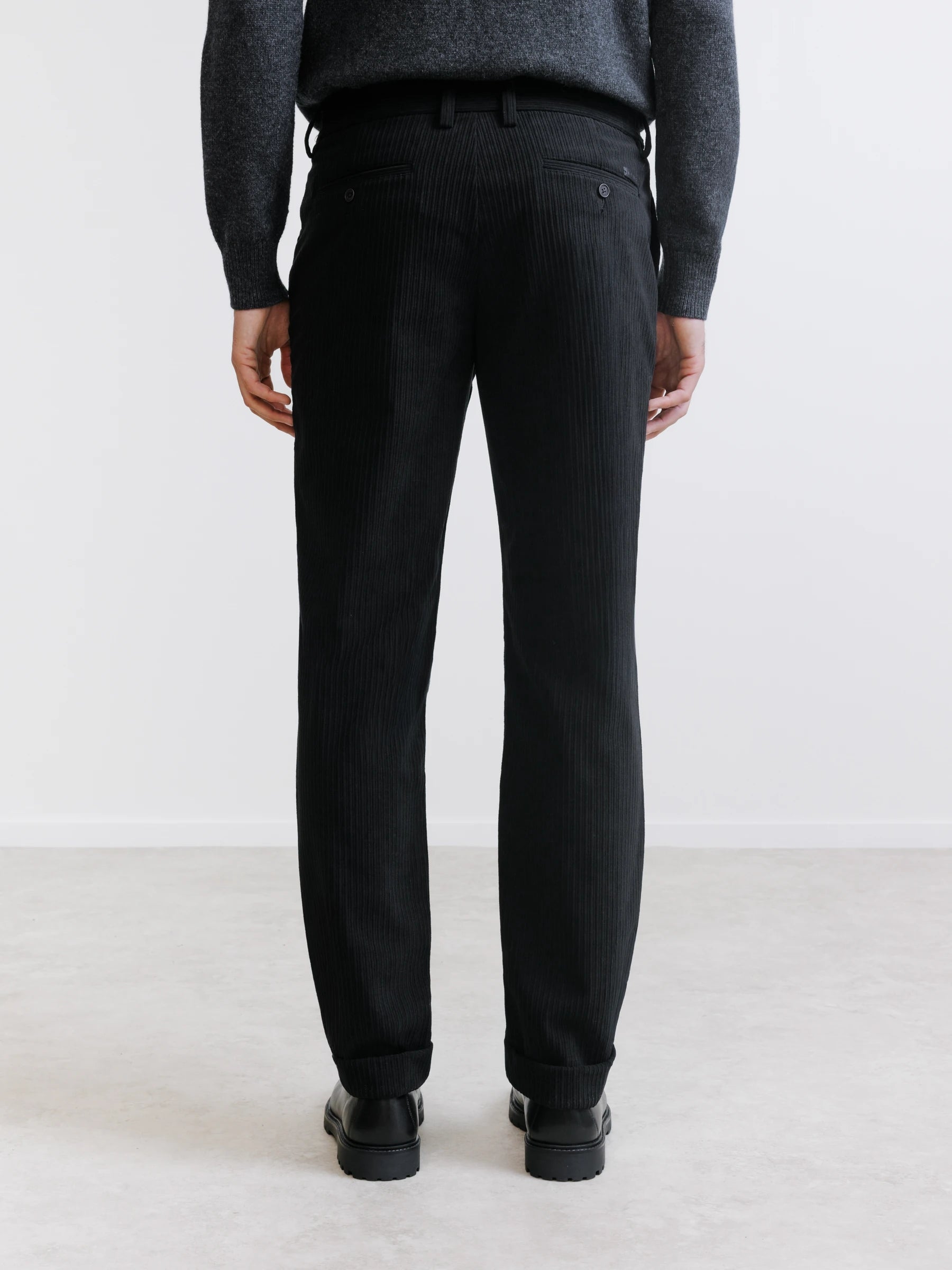 Black velvet trousers
