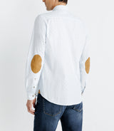 Chemise droite imprimée à coudières blanche et camel - IZAC