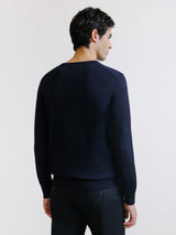Navy Merino Wool V-Neck Sweater
