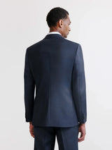 2-button suit, mostly wool, denim blue