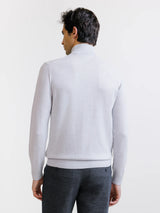Pull col cheminée en laine mérinos gris chiné