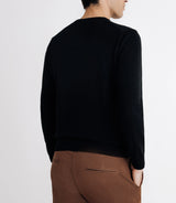 Pull en laine mérinos col rond noir - IZAC