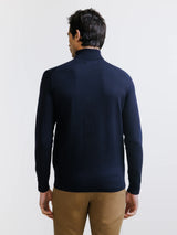 Pull col roulé en mérinos marine