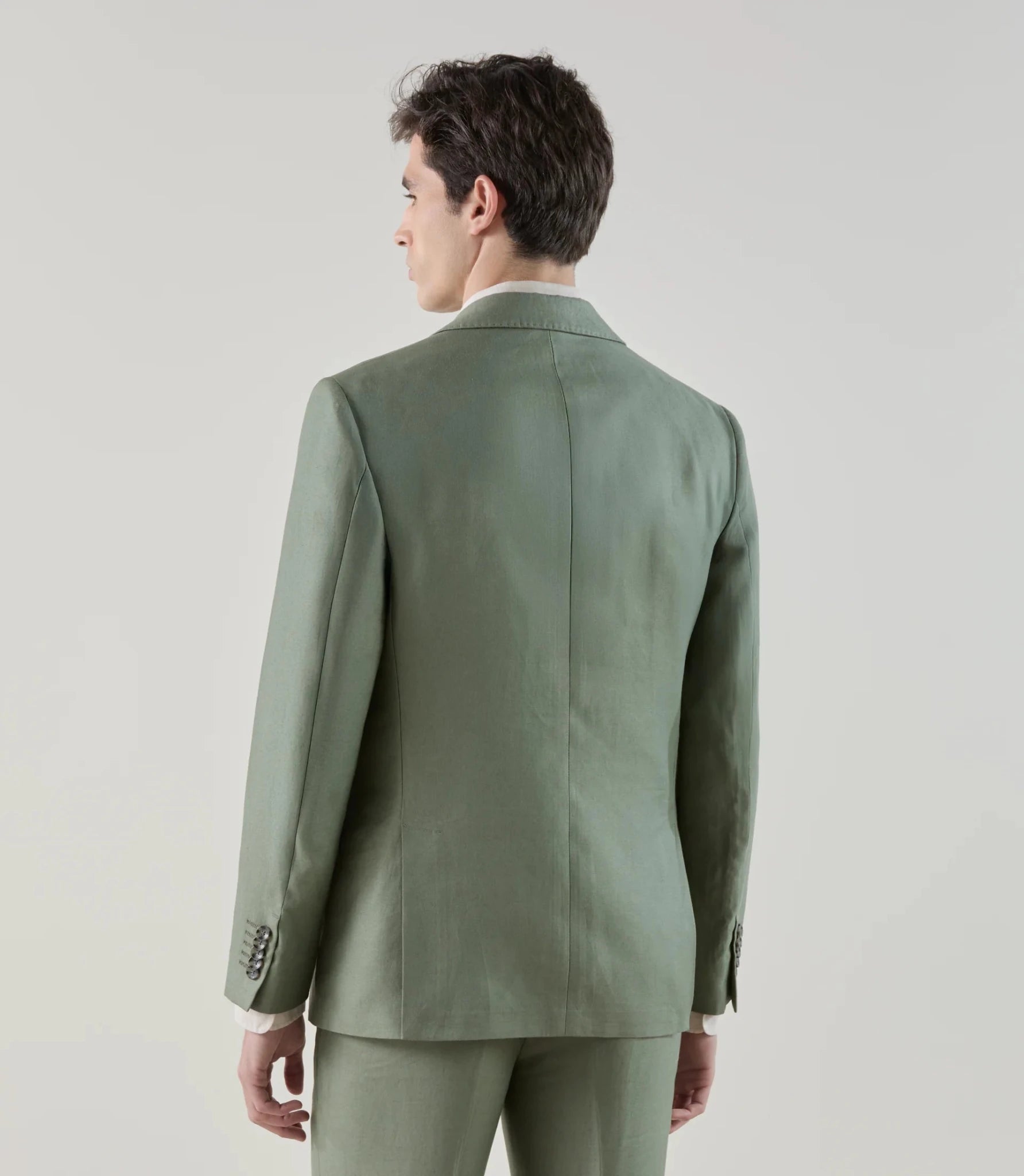 Costume 2 boutons 100% lin vert - IZAC