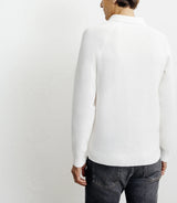 Pull col polo boutonné jeux de points écru