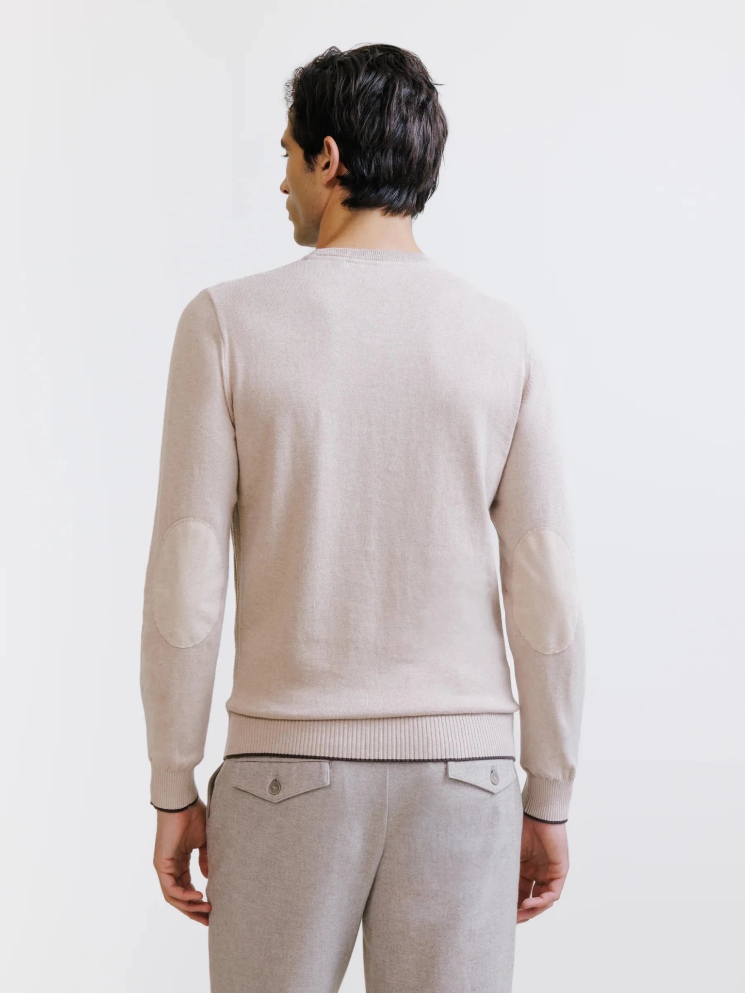 Pull col rond beige