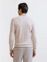 Pull col rond beige