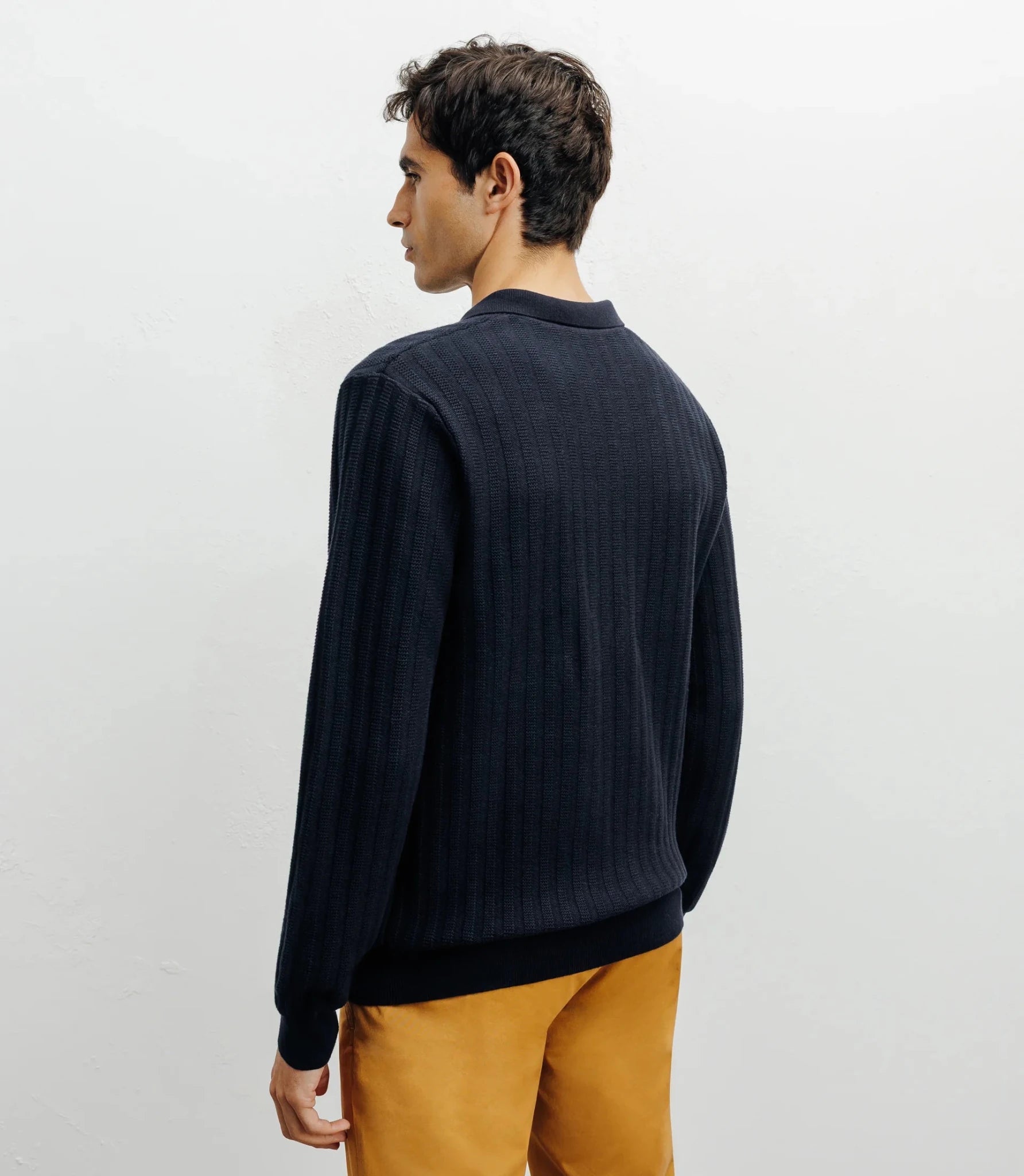 Open polo-neck sweater navy
