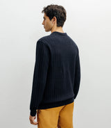 Open polo-neck sweater navy