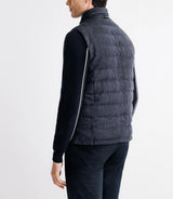 Sleeveless jacket reversible with a navy and gray amount of collar
