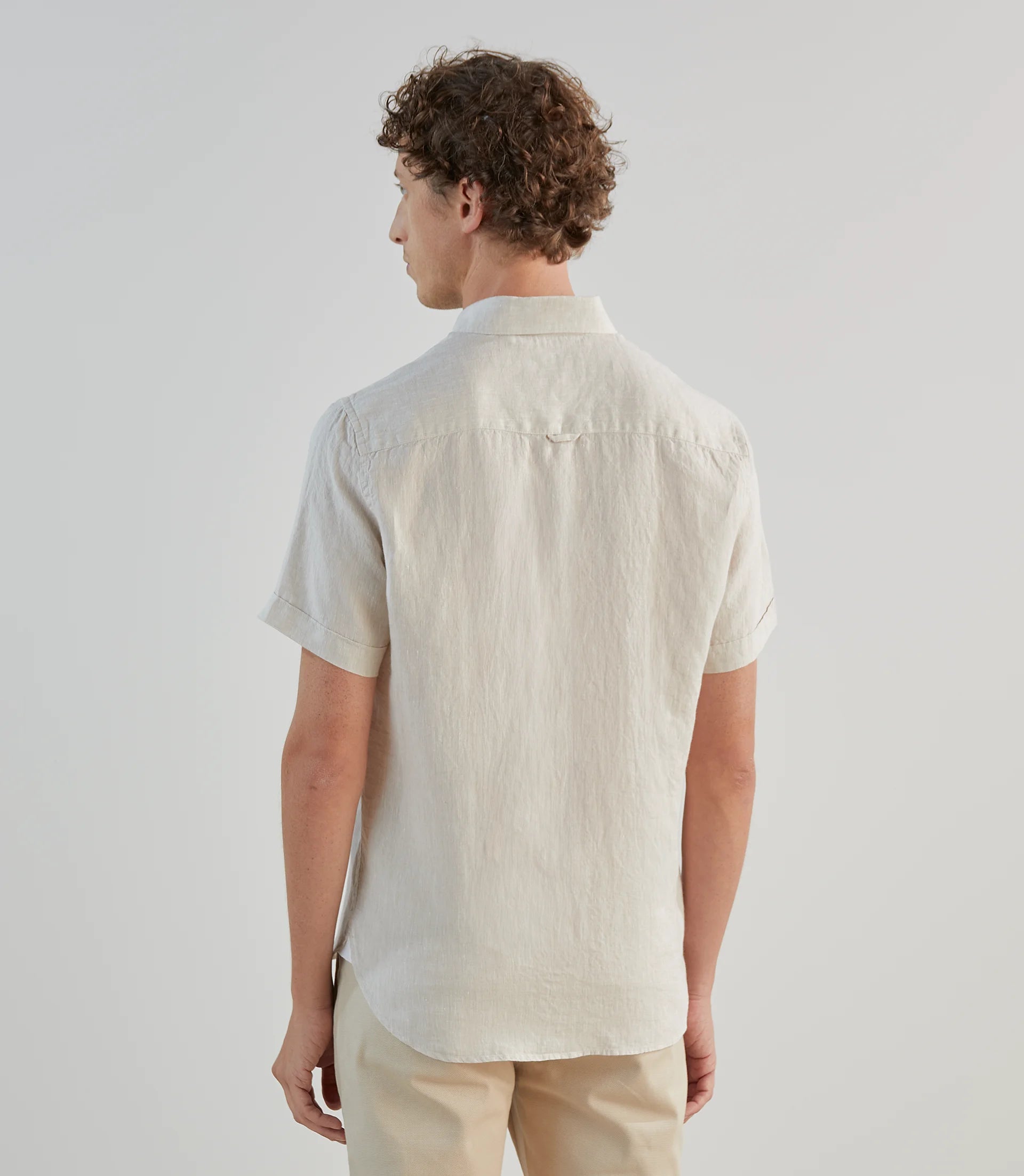 Chemise casual 100% lin beige - IZAC