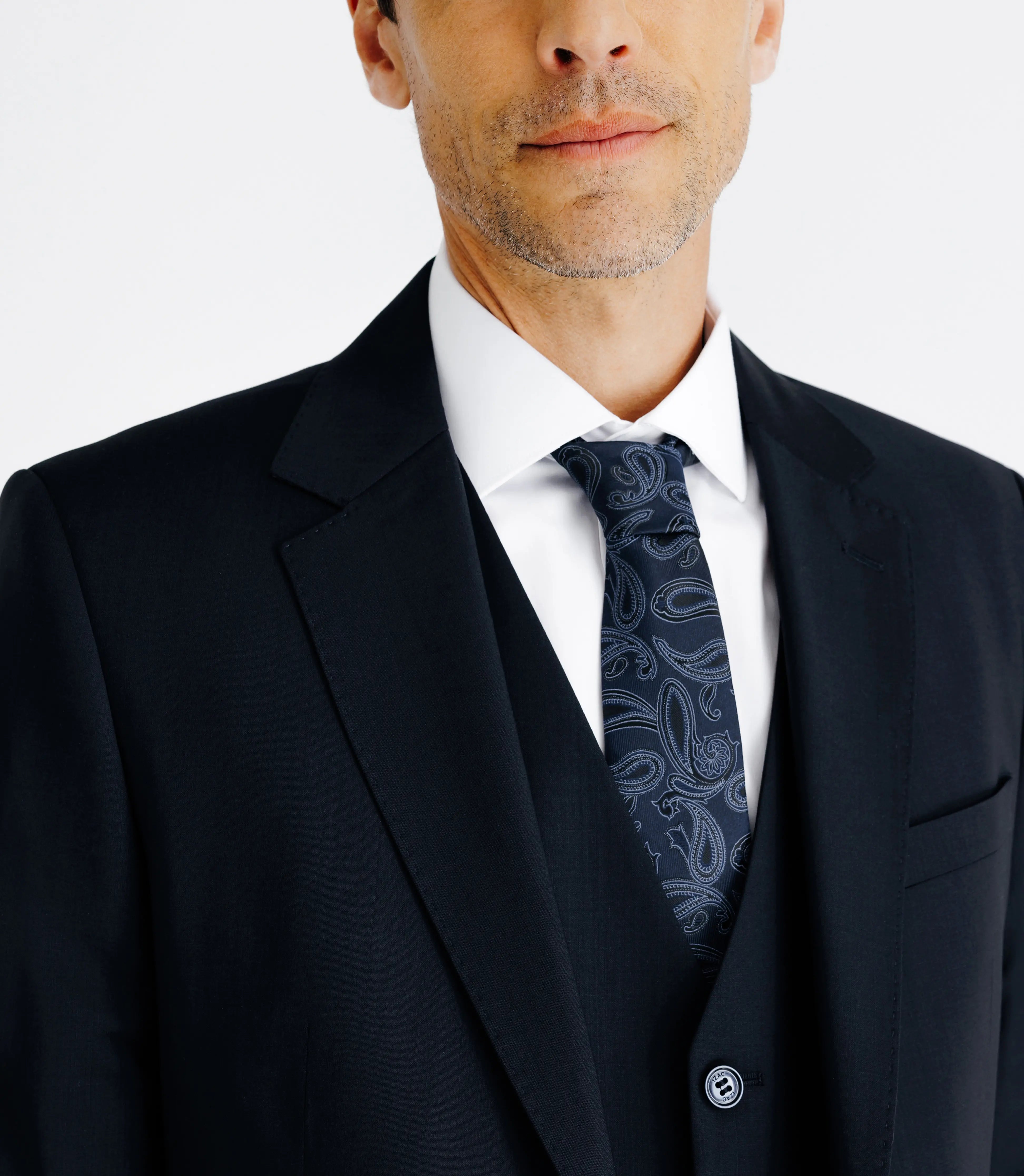 Costume 2 boutons en laine marine - IZAC