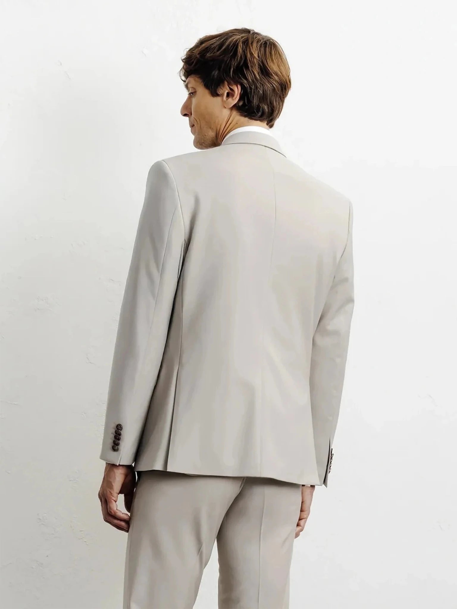 Costume 2 boutons laine majoritaire beige - IZAC