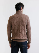 Tobacco cable knit roll neck jumper