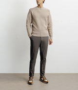 Round-neck sweater, beige stitch pattern