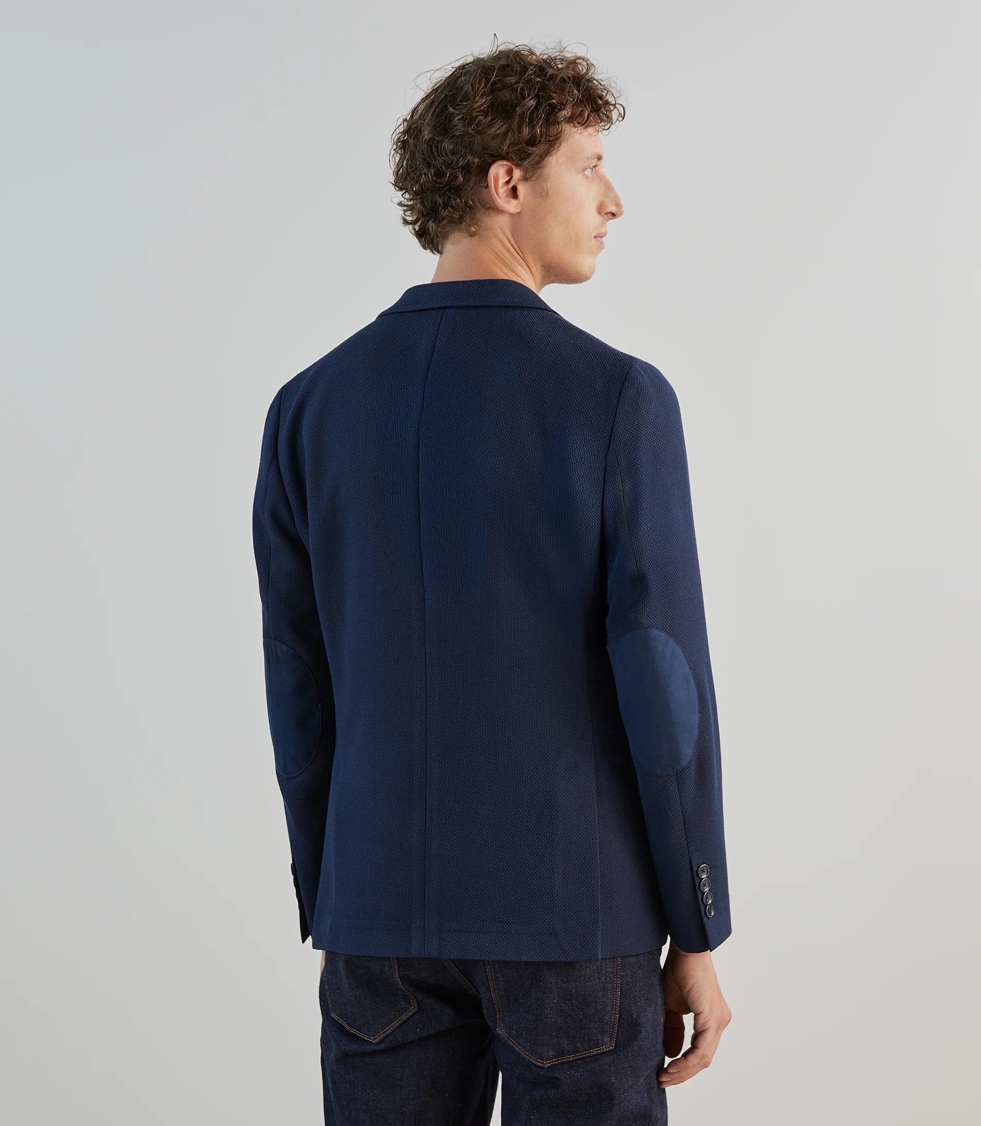 Veste casual en tissu armuré marine - IZAC
