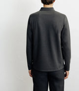 Long-sleeved open-neck polo shirt khaki