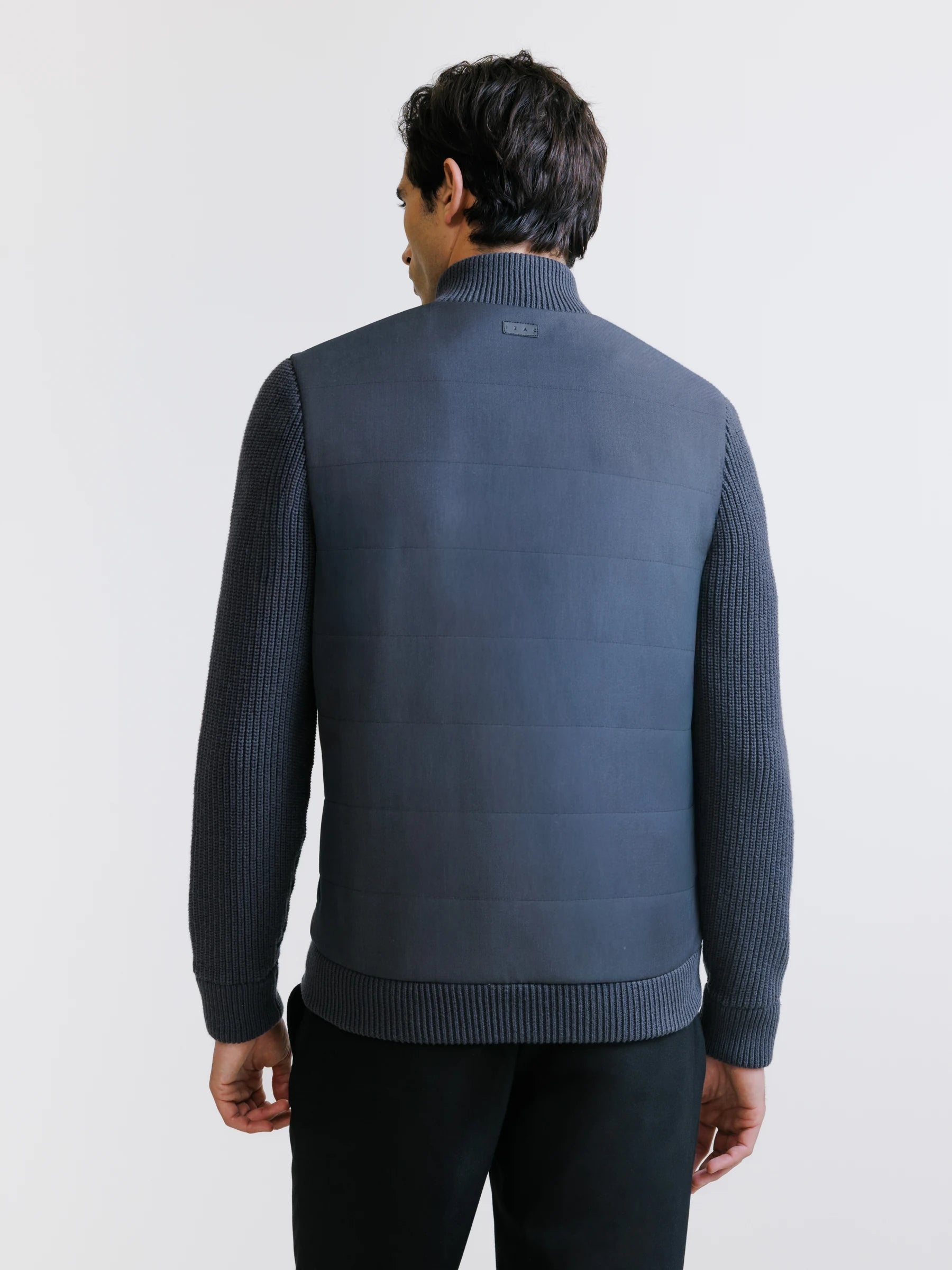 Gilet zippé bi-matière anthracite