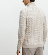 Pull col roulé torsadé beige